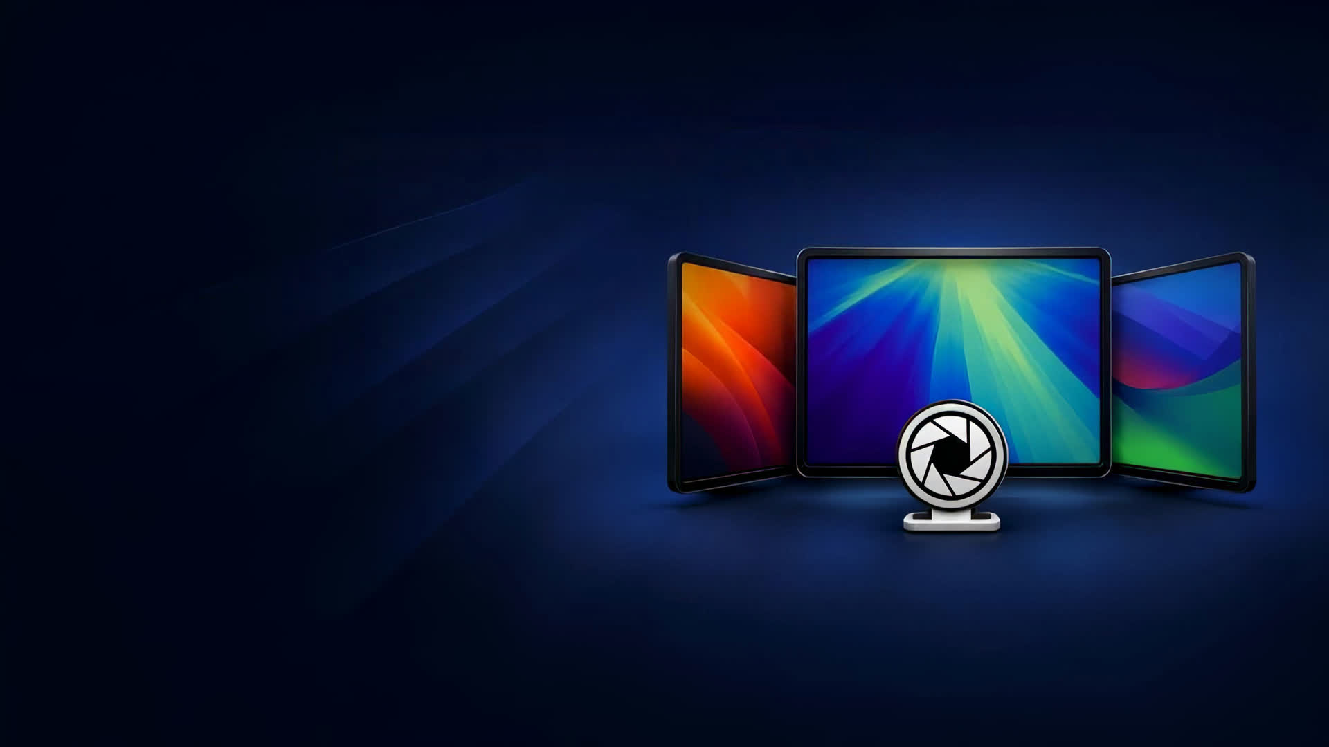 Three displays and a camera combine into one captured workspace